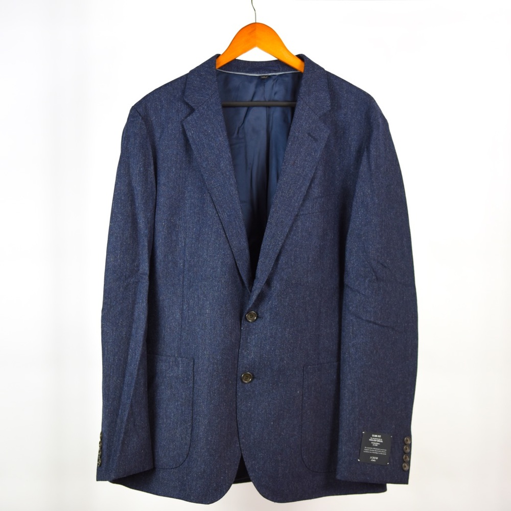 J. Crew Men's Ludlow Slim Fit Blazer English Wool 44R Heather Navy Donegal